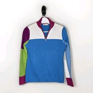 Neve Color Block Cotton Wool blend 1/4 zip pullover sweater ladies Large